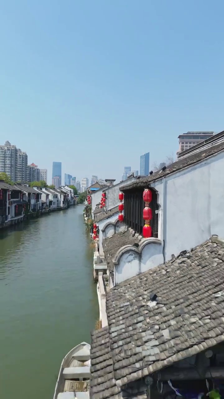 清名桥古运河景区中的南下塘视频素材