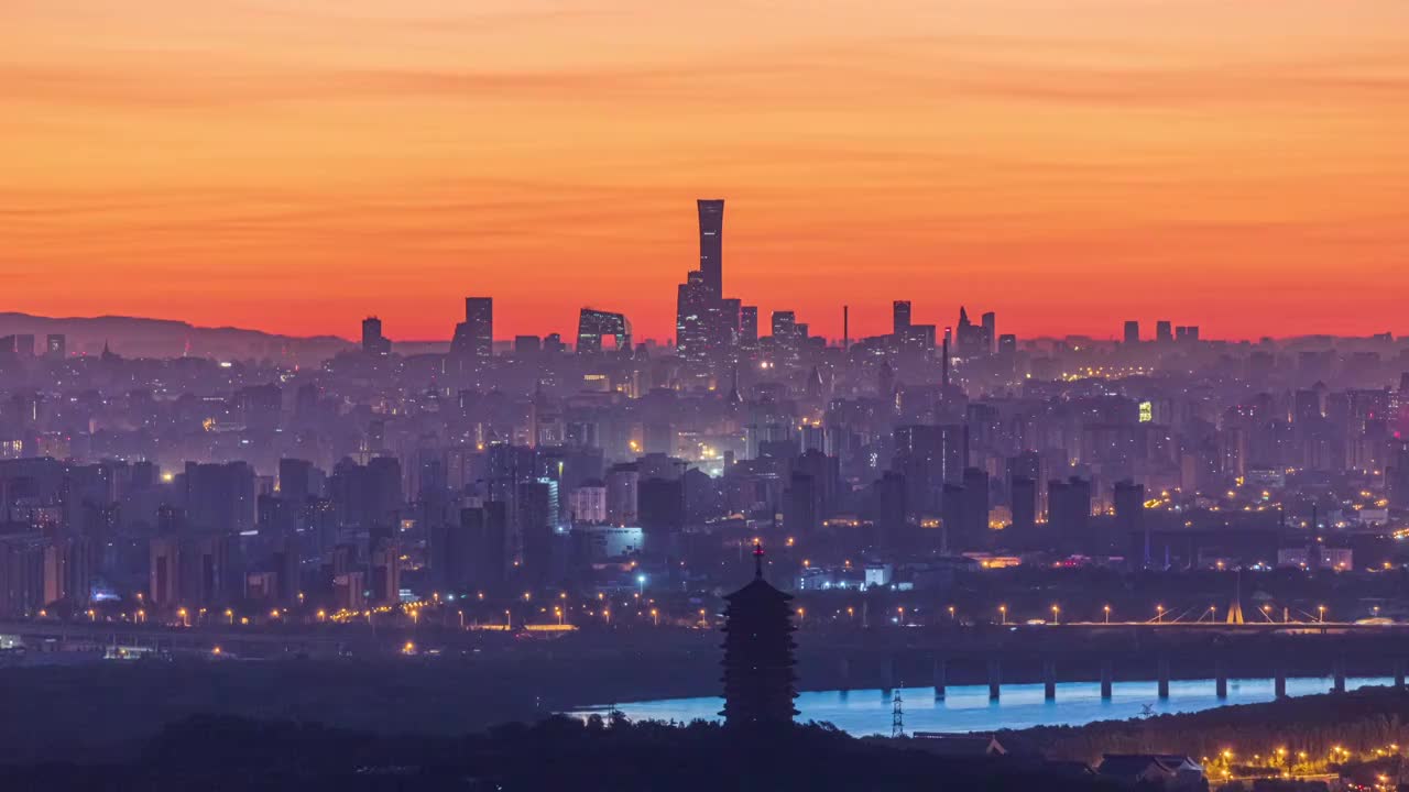 日出前北京城市夜景视频素材