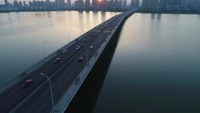 武汉沙湖大桥航拍视频素材