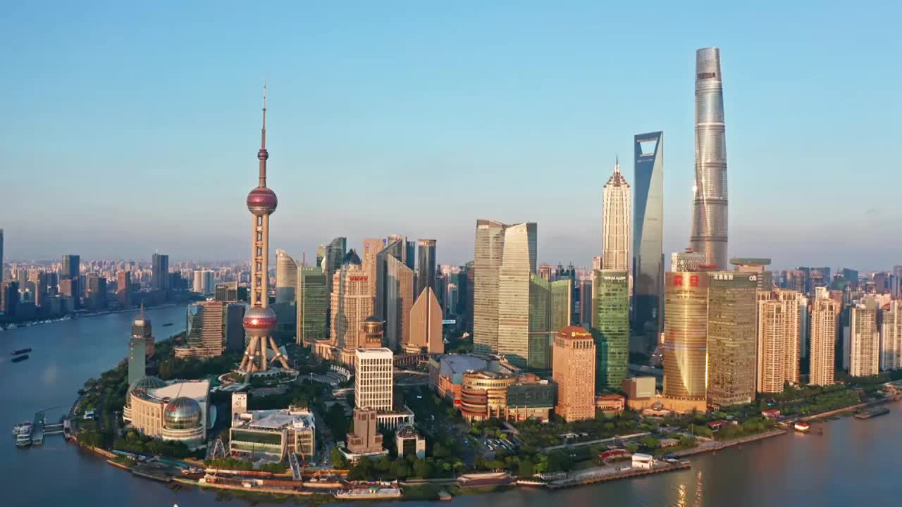 上海 航拍视频 东方明珠塔 上海中心 陆家嘴 日落 4K视频视频下载