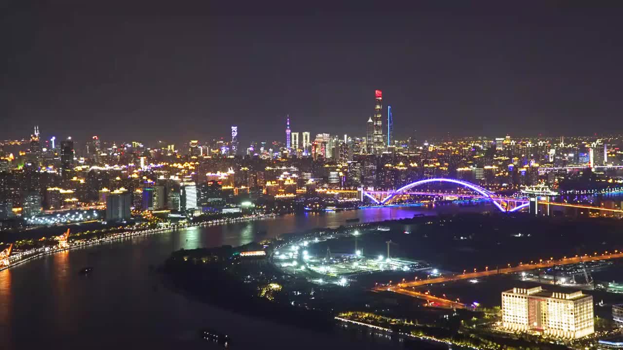 上海 高楼 徐汇滨江 眺望 陆家嘴 灯光秀 夜景 视频 4K视频素材
