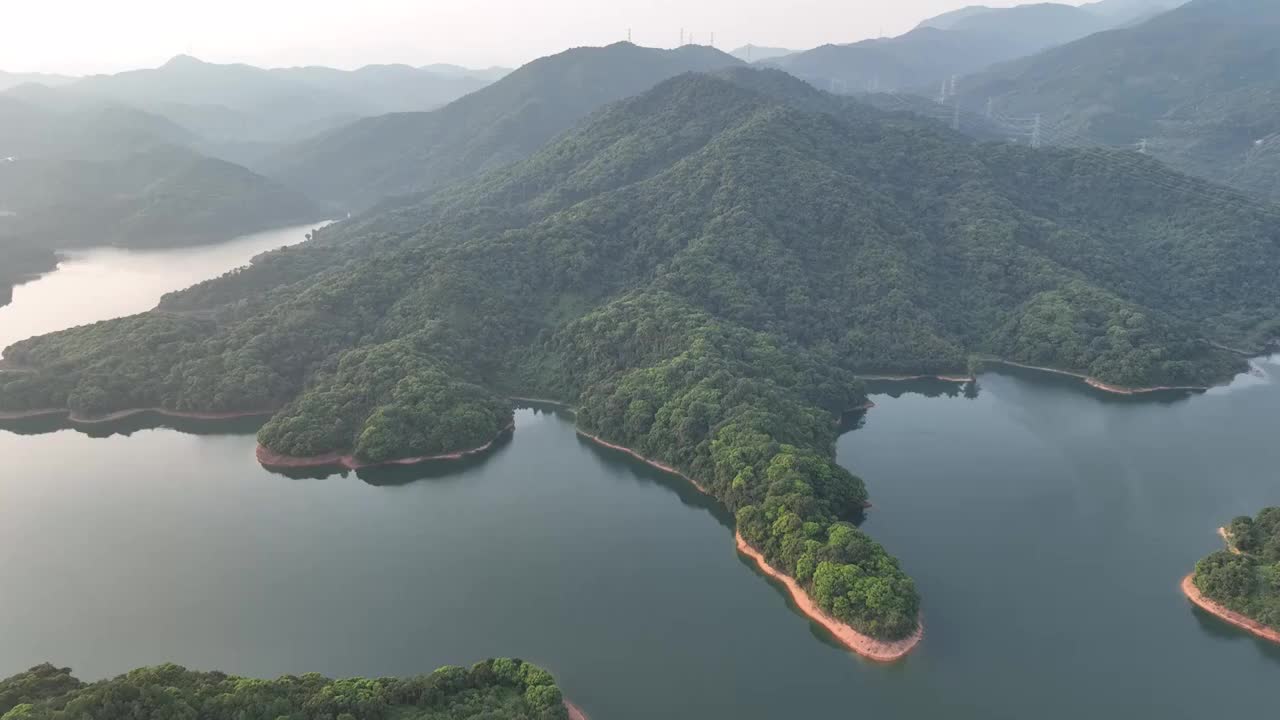广东省惠州市博罗县象头山稿树下水库航拍视频素材