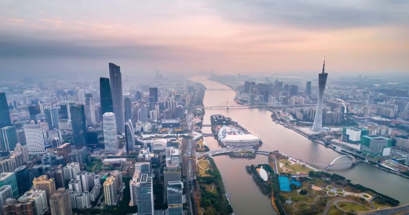 广州珠江新城航拍延时视频素材
