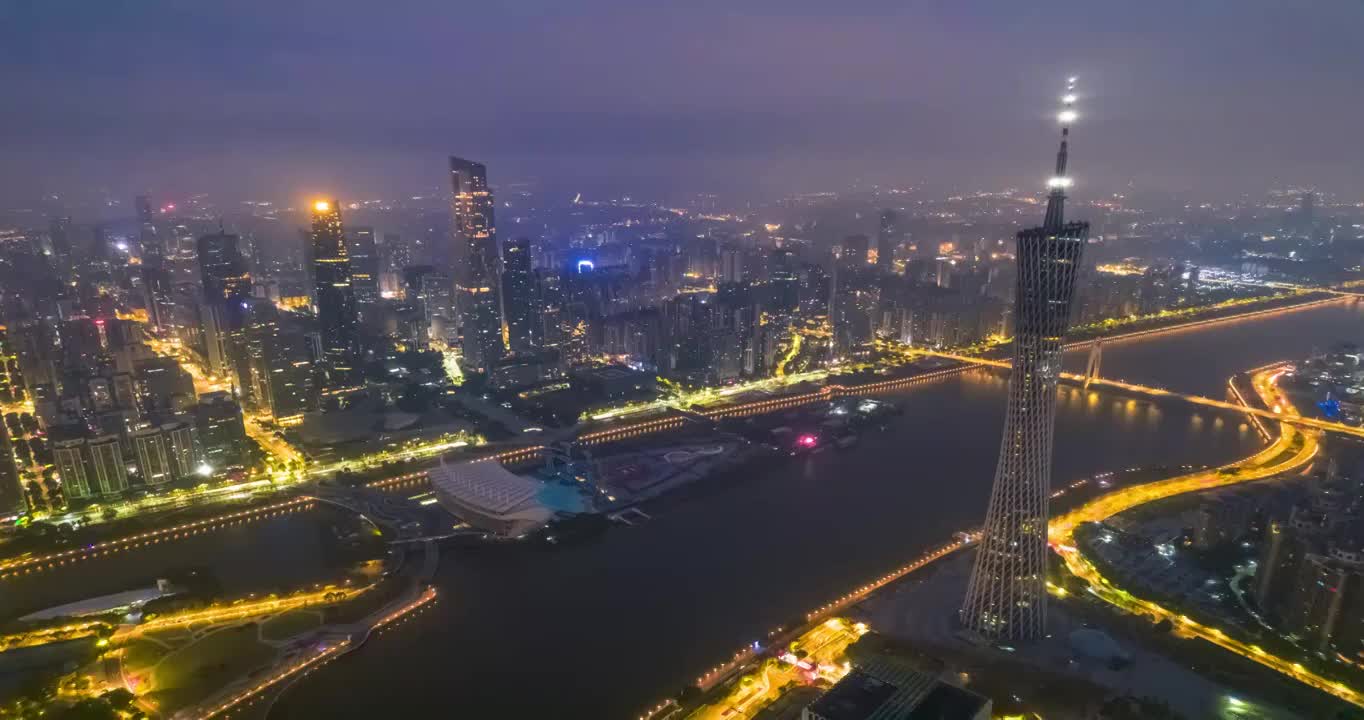 广州珠江新城航拍延时视频素材