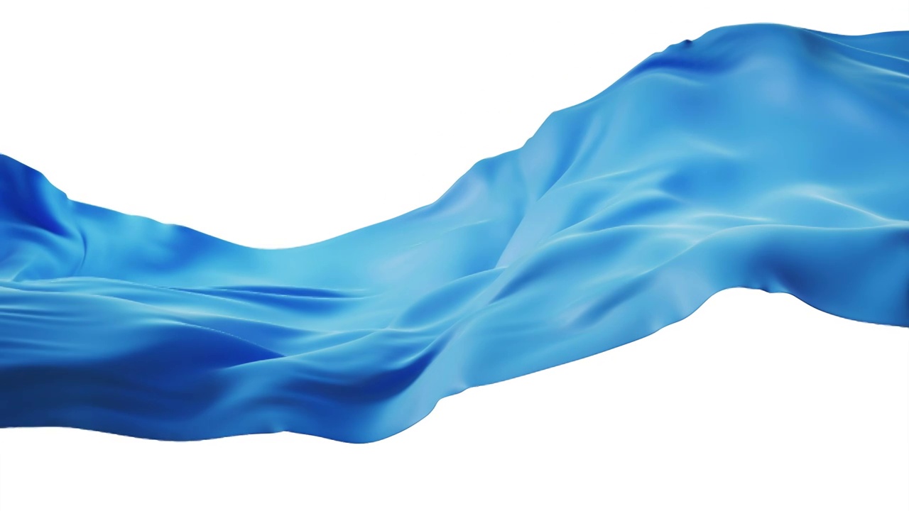 流动的蓝色布料带Alpha通道3D渲染视频素材