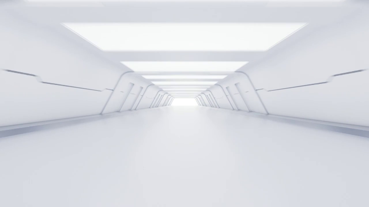 白色科技感隧道出口带Alpha通道3D渲染视频素材