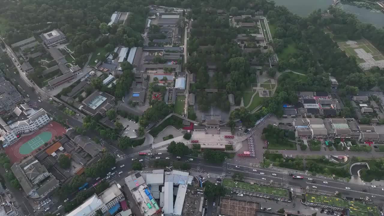 中国河北承德避暑山庄全景航拍视频素材