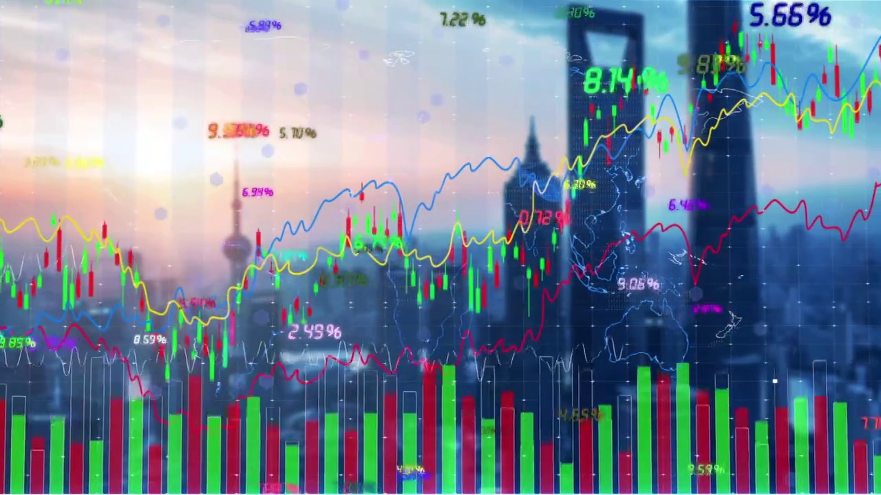 华尔街金融市场股票走势图表宣传片素材视频素材