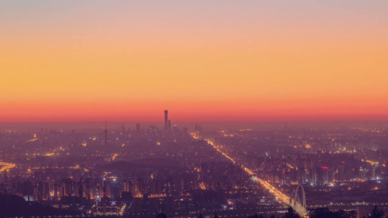 俯瞰京城日出前夜景视频素材