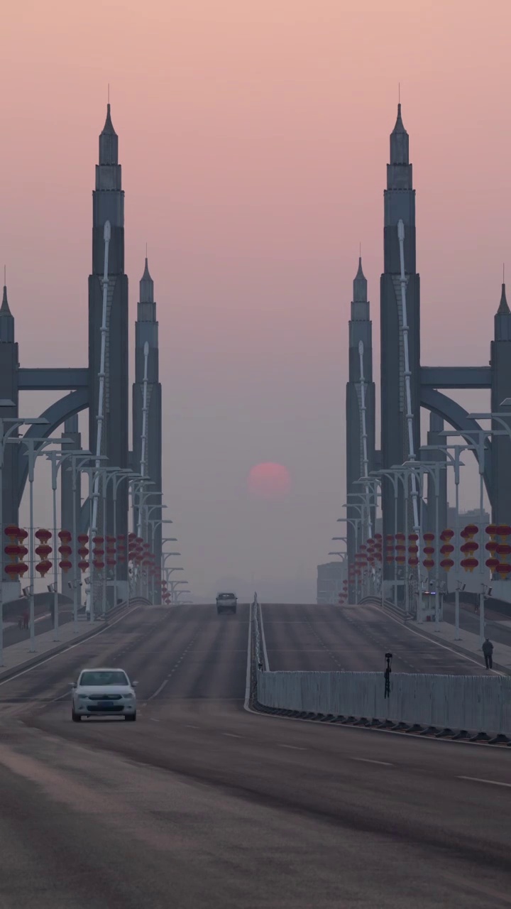 北京昌平南环路大桥日出视频素材