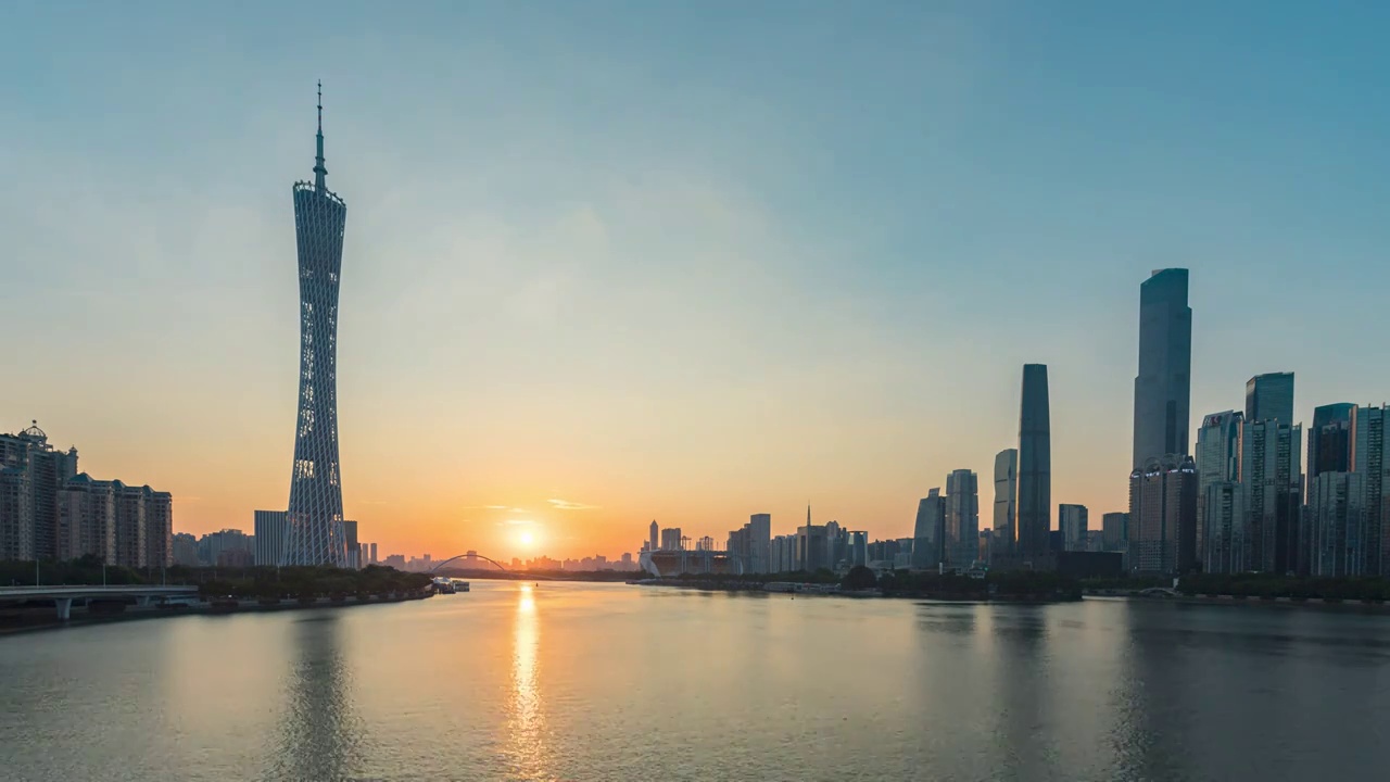 广州CBD天际线日落延时风光视频素材
