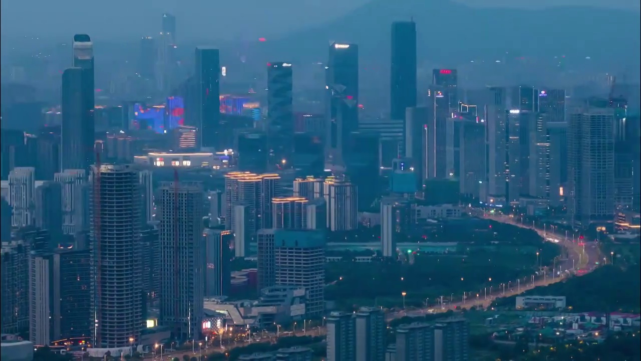 高楼林立的南京河西城市夜景视频素材