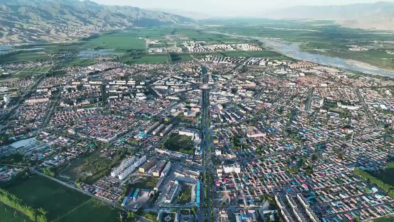 航拍新疆特克斯八卦城视频素材