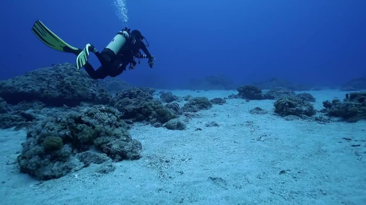 水下摄影潜水员海底水下探索视频下载