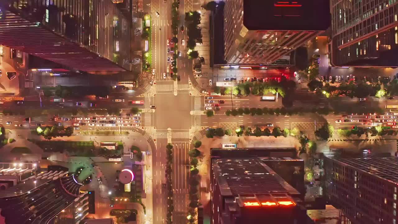一线城市街道夜景俯拍（选编）视频下载