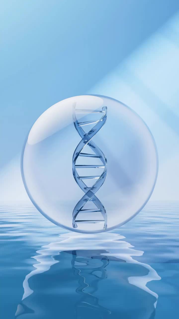 水面上的DNA结构3D渲染视频素材