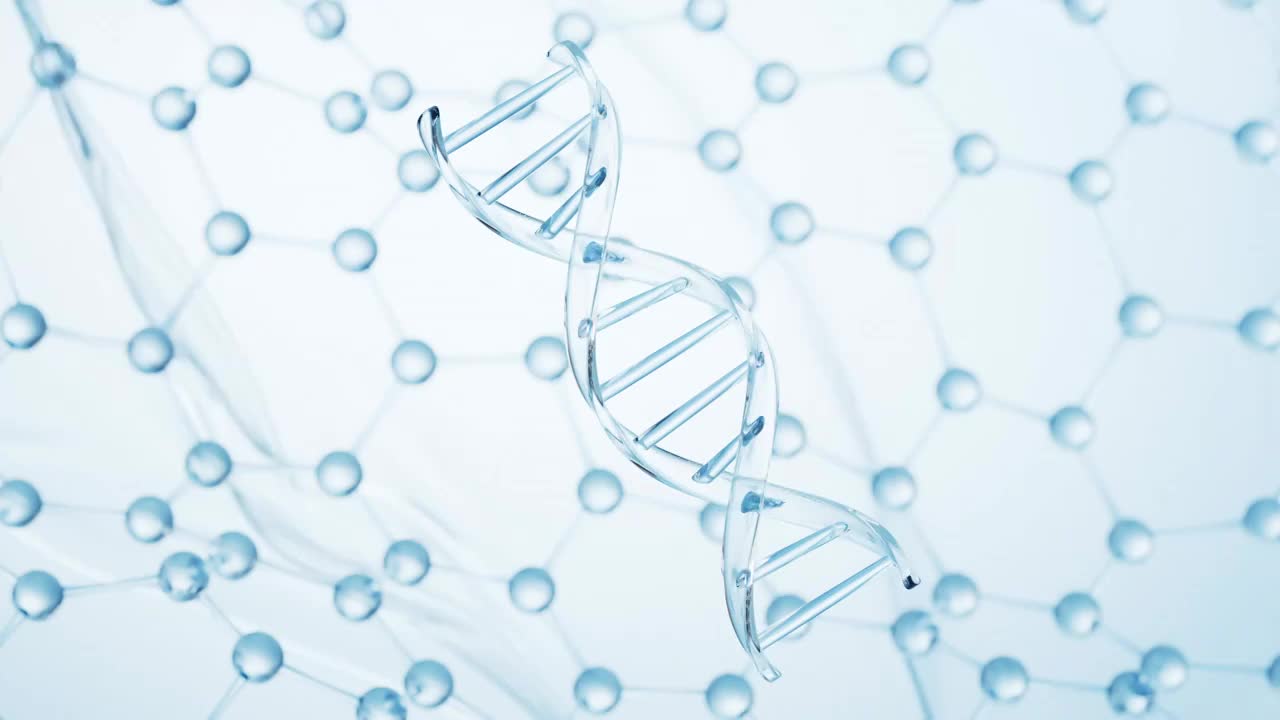透明生物科技DNA结构3D渲染视频素材