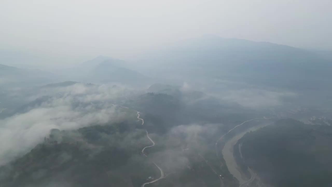 山城云海自然美景航拍慢镜头视频素材