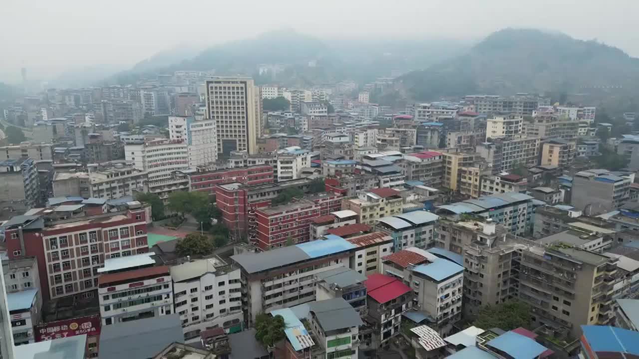 重庆小镇自然风光航拍镜头视频素材