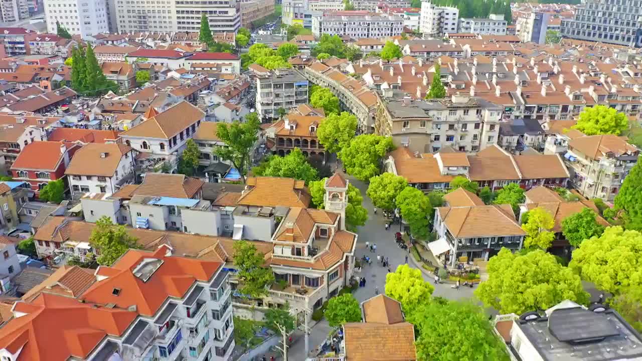 上海 虹口 多伦路 步行街 老城厢 航拍视频 4K视频下载