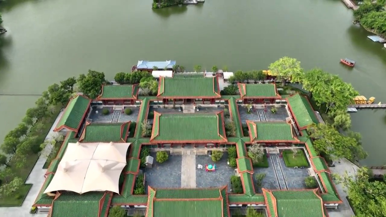 广东省珠海市香洲区圆明新园航拍视频下载