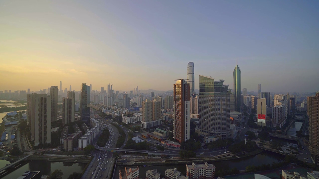广东 深圳 罗湖区 车流 立交桥 俯拍 4K视频视频素材