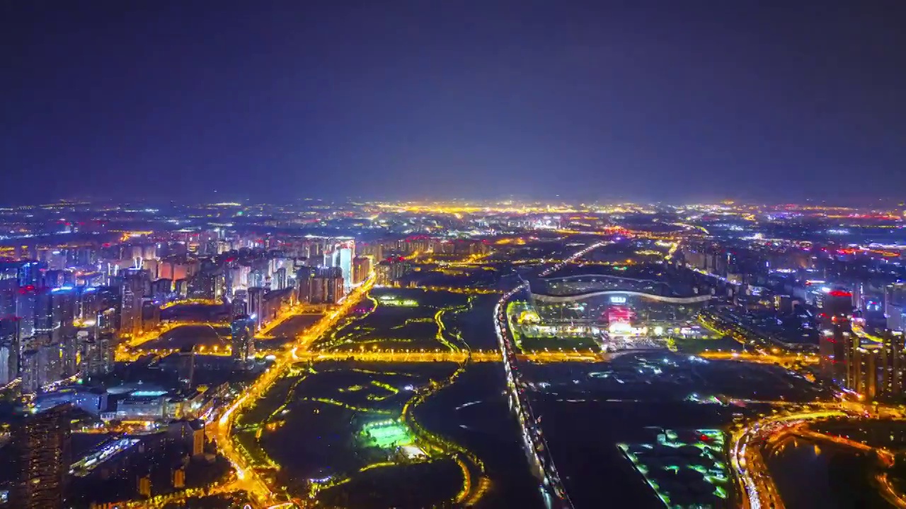 航拍成都高新区繁华城市夜景视频素材