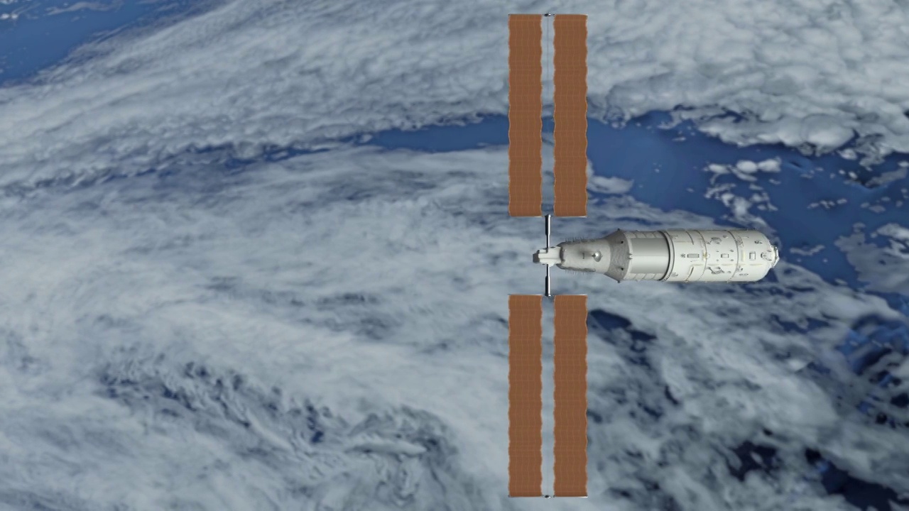 梦天试验舱飞往中国空间站视频素材