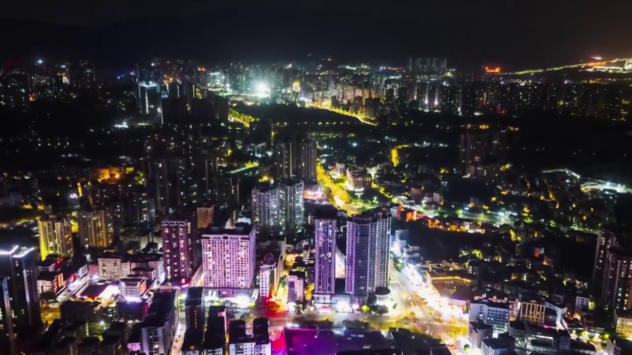 惠州大亚湾夜景航拍城市天际线延时视频素材