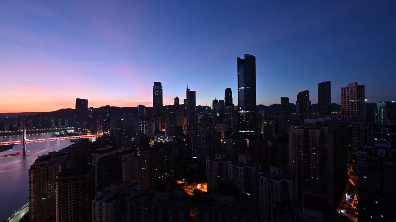 重庆城市建筑群日出景观延时视频素材