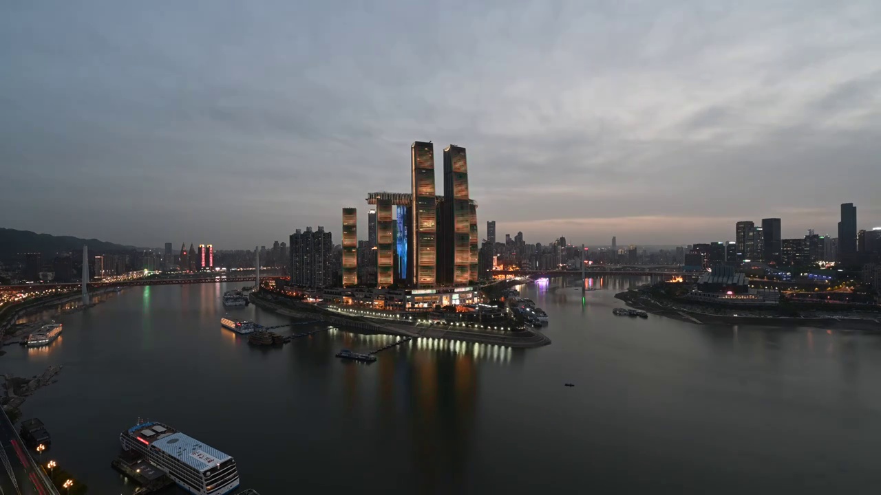重庆城市从日落到黑夜全过程视频素材
