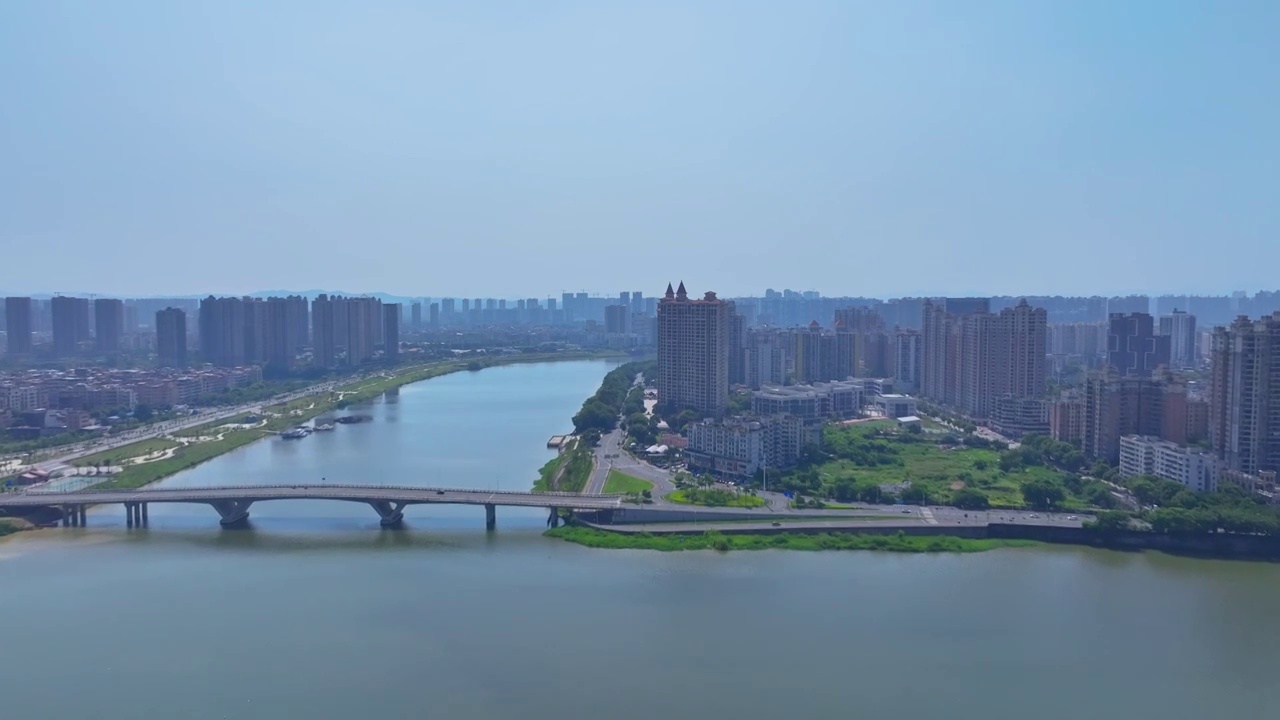 惠州新开河北桥两岸城市景观视频下载