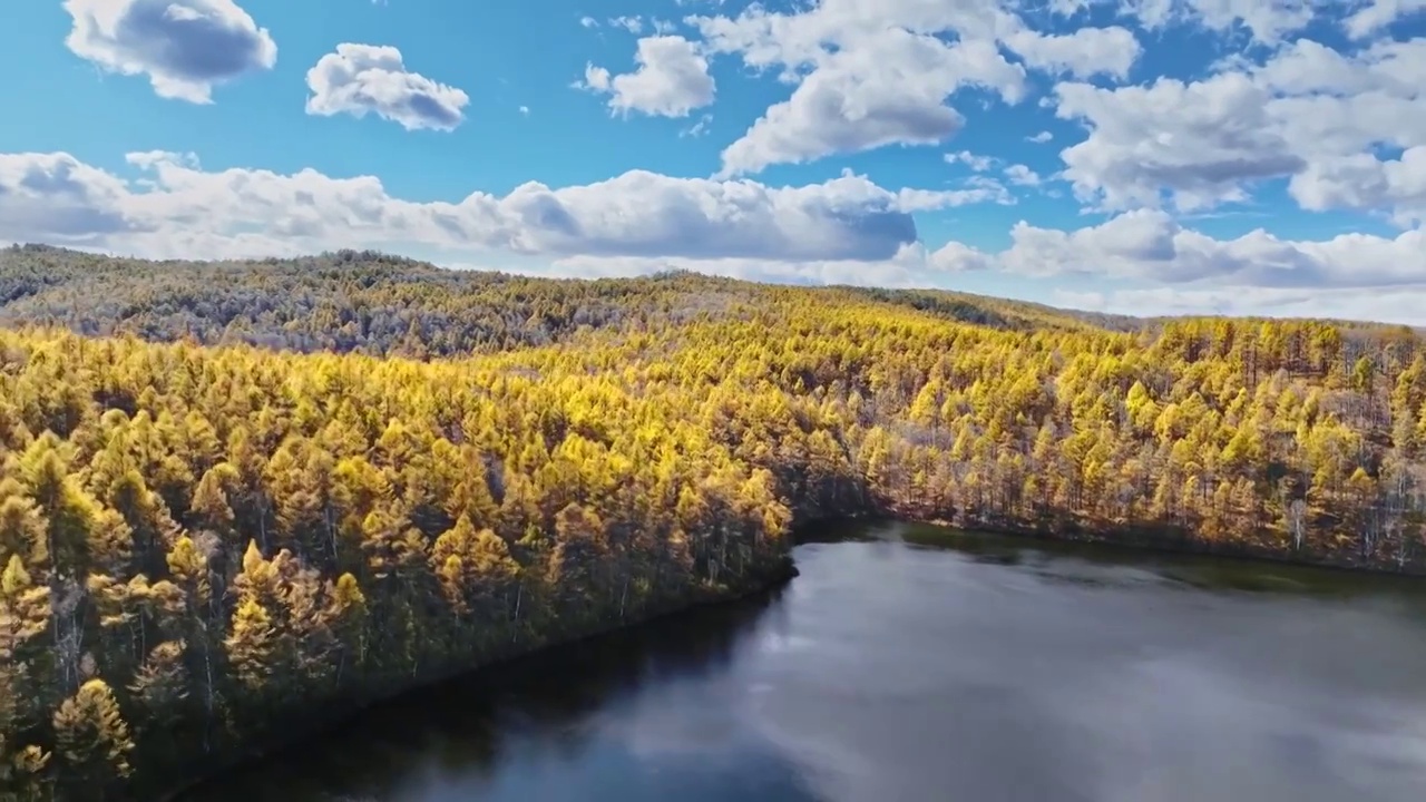 秋天的阿尔山湖泊视频素材