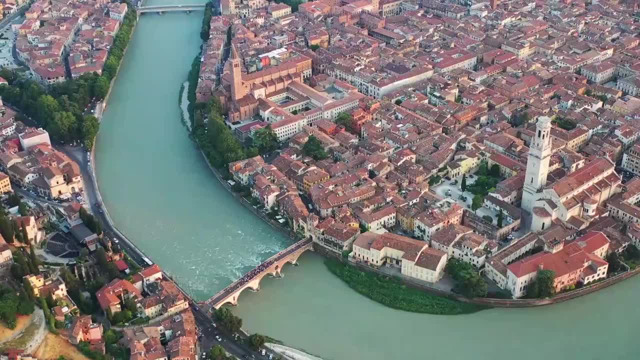 航拍意大利文化名城维罗纳视频素材