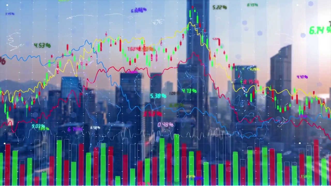 股票市场动态曲线走势图视频素材