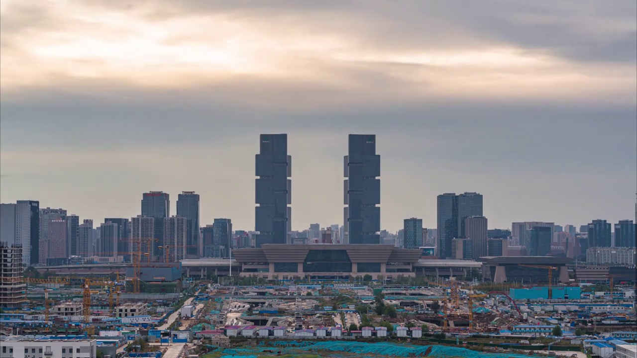 郑州东区双子塔商业中心视频素材