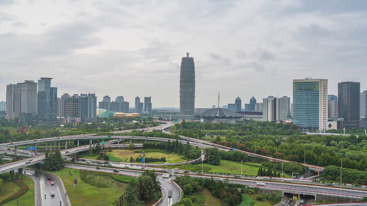 郑州CBD地标道路交通视频素材