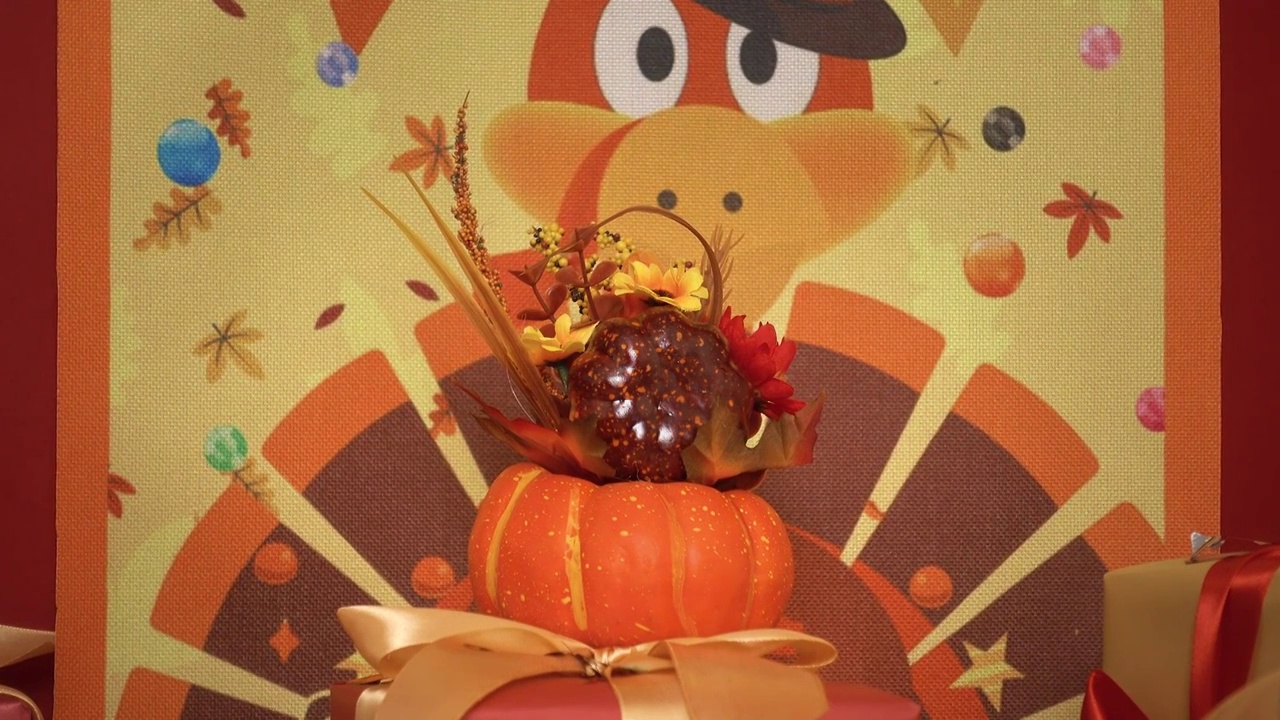 美国传统节日感恩节火鸡礼物礼盒场景背景视频下载