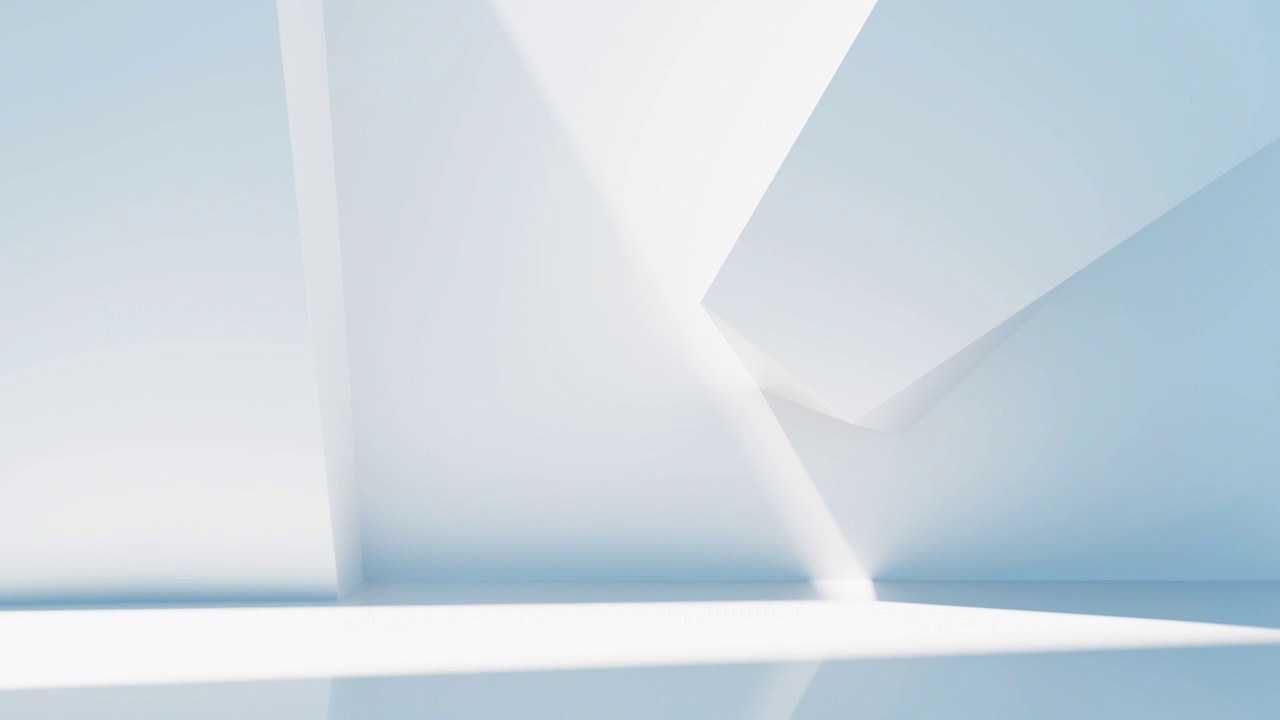 白色几何体建筑空间与光影变化3D渲染视频素材