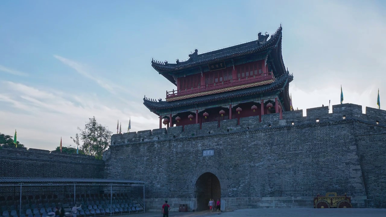 延时摄影湖北荆州三国古城墙视频下载