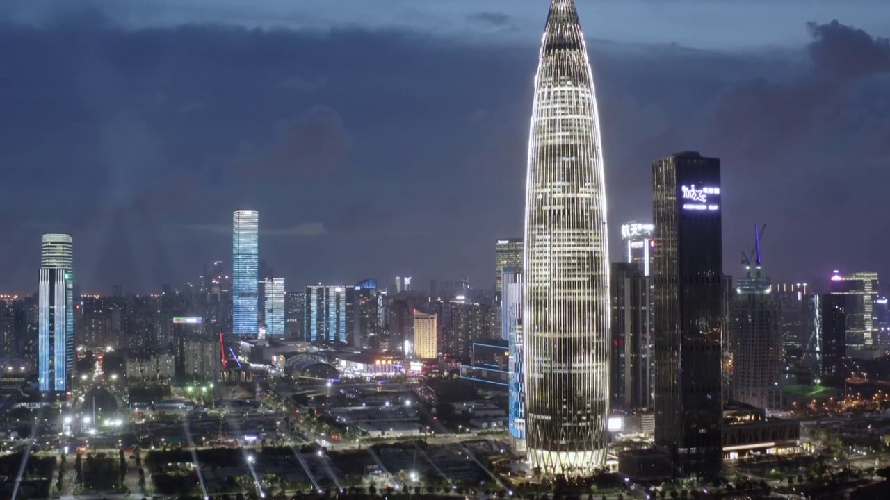 航拍深圳后海繁华都市城市风光夜景视频素材