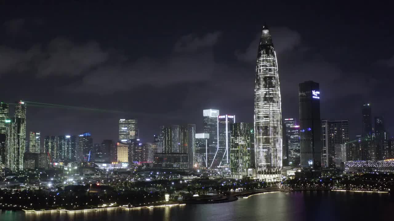 航拍深圳后海城市天际线夜景视频素材