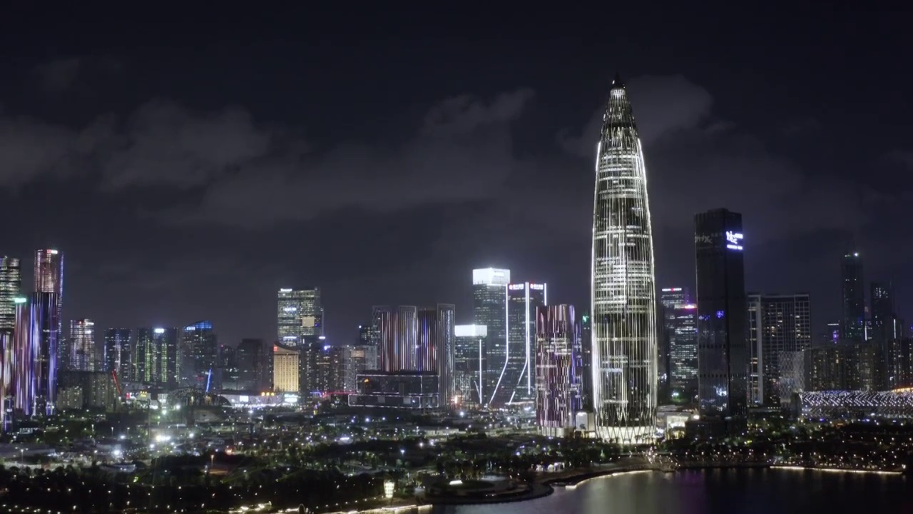 航拍深圳后海城市天际线夜景视频素材