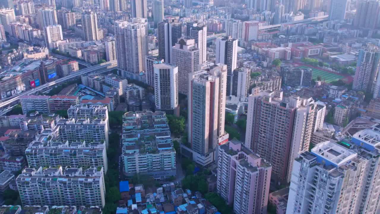 广州城市建筑群与道路航拍风光视频素材