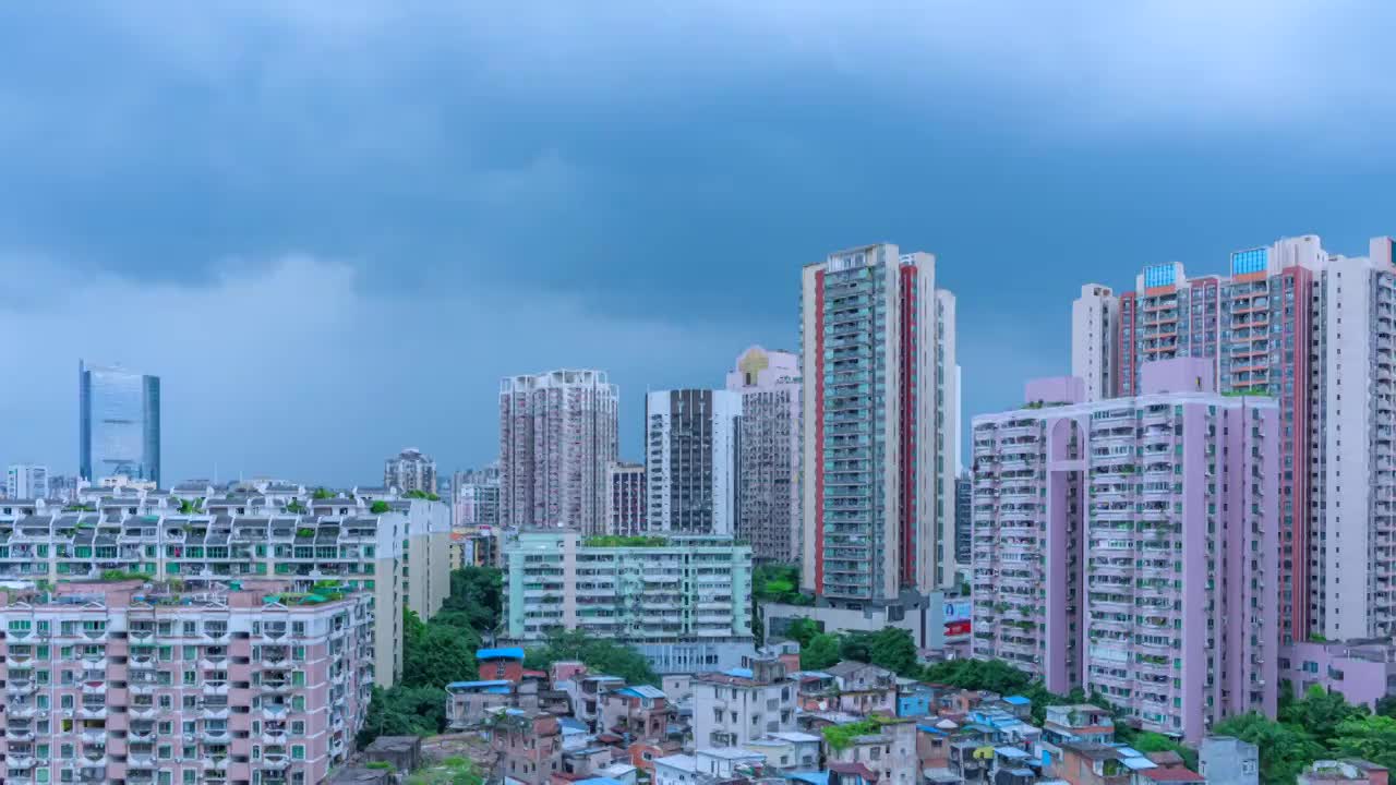 广州城市建筑群与天空云彩延时风光视频素材