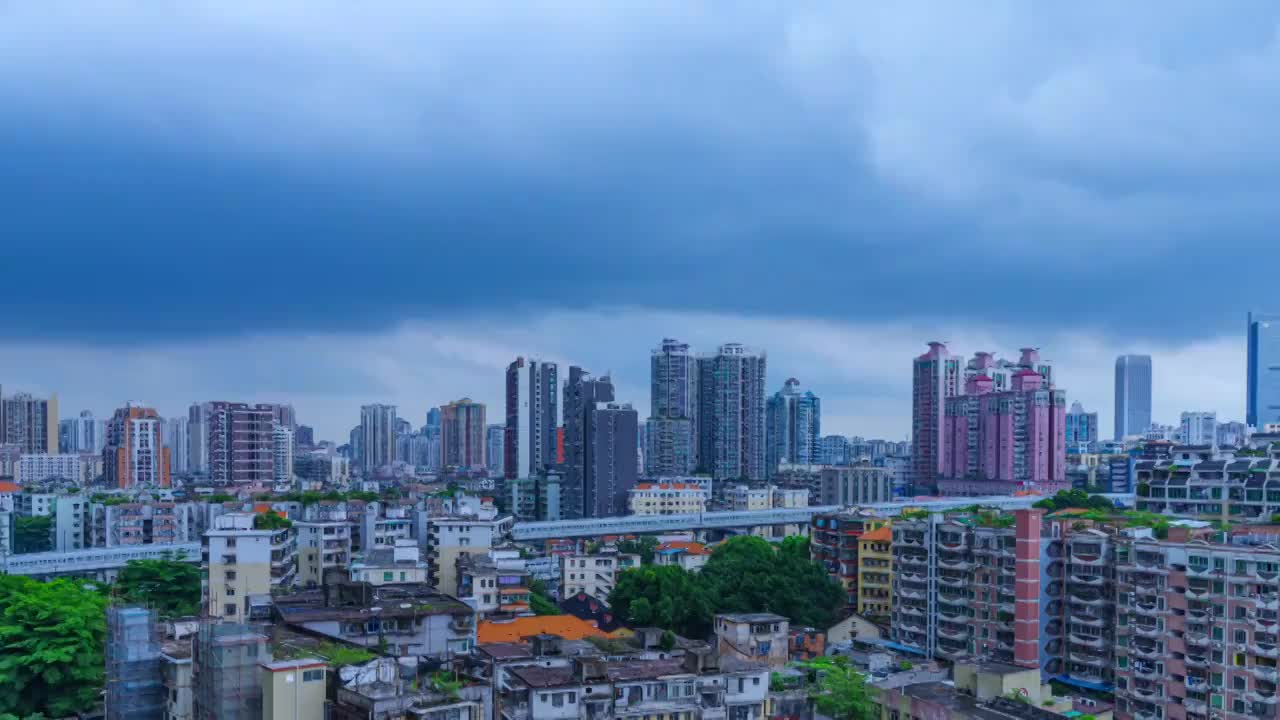 广州城市建筑群蓝天白云延时风光视频素材