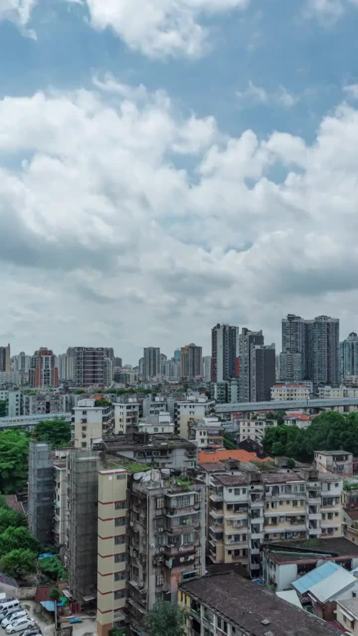 广州城市建筑蓝天白云延时风光视频素材