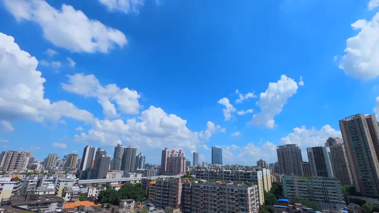 广州城市建筑群蓝天白云延时风光视频素材