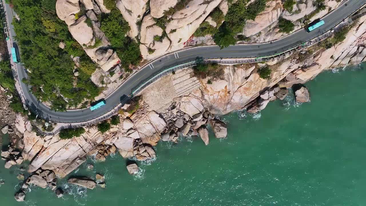 青岛崂山最美公路航拍视频素材