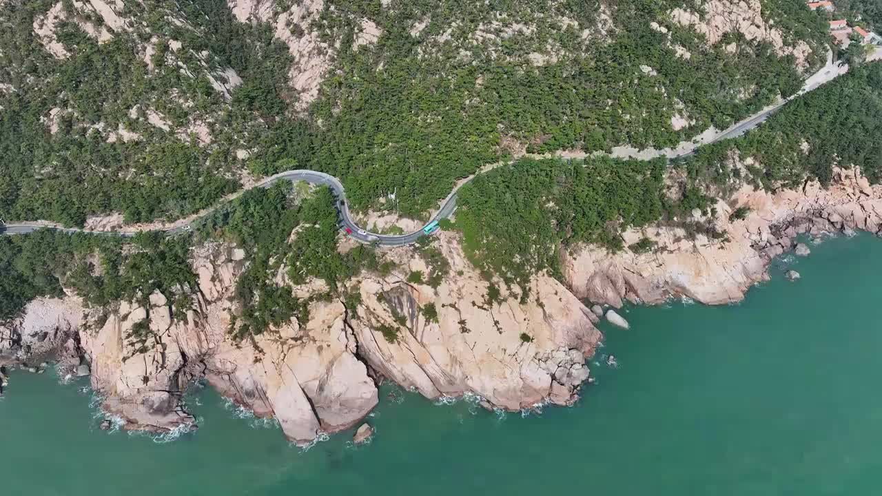 青岛崂山最美公路航拍视频素材